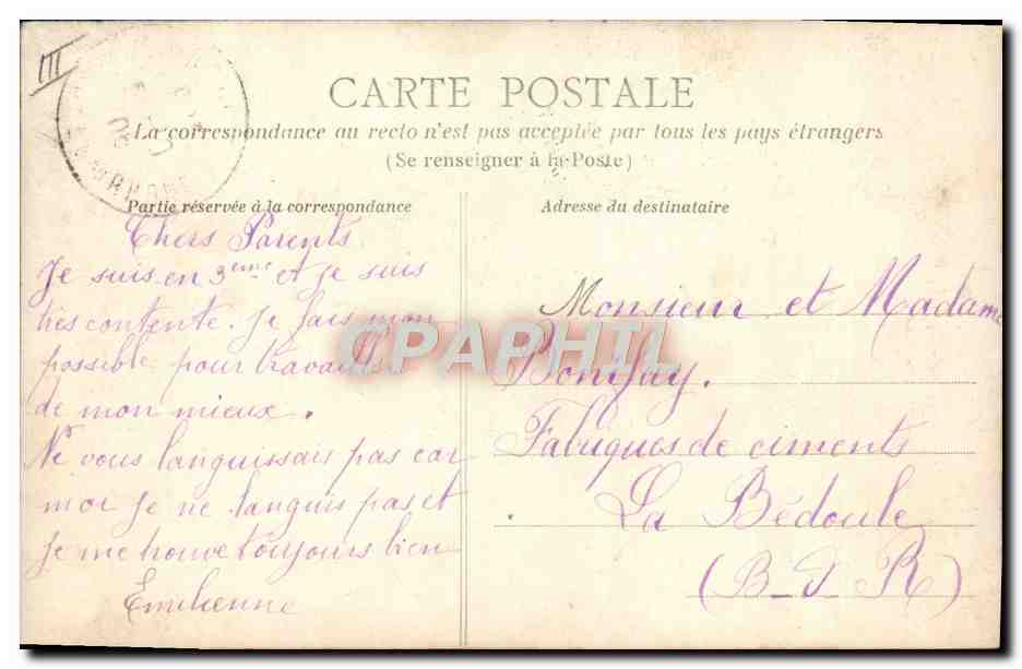 CPA Foklore La vie aux champs Enfant Minet retrouve Chat chaton  — Verso
