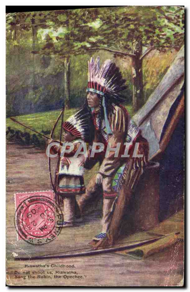 CPA Far West Cow Boy Indiens Hiawath's childhood 
