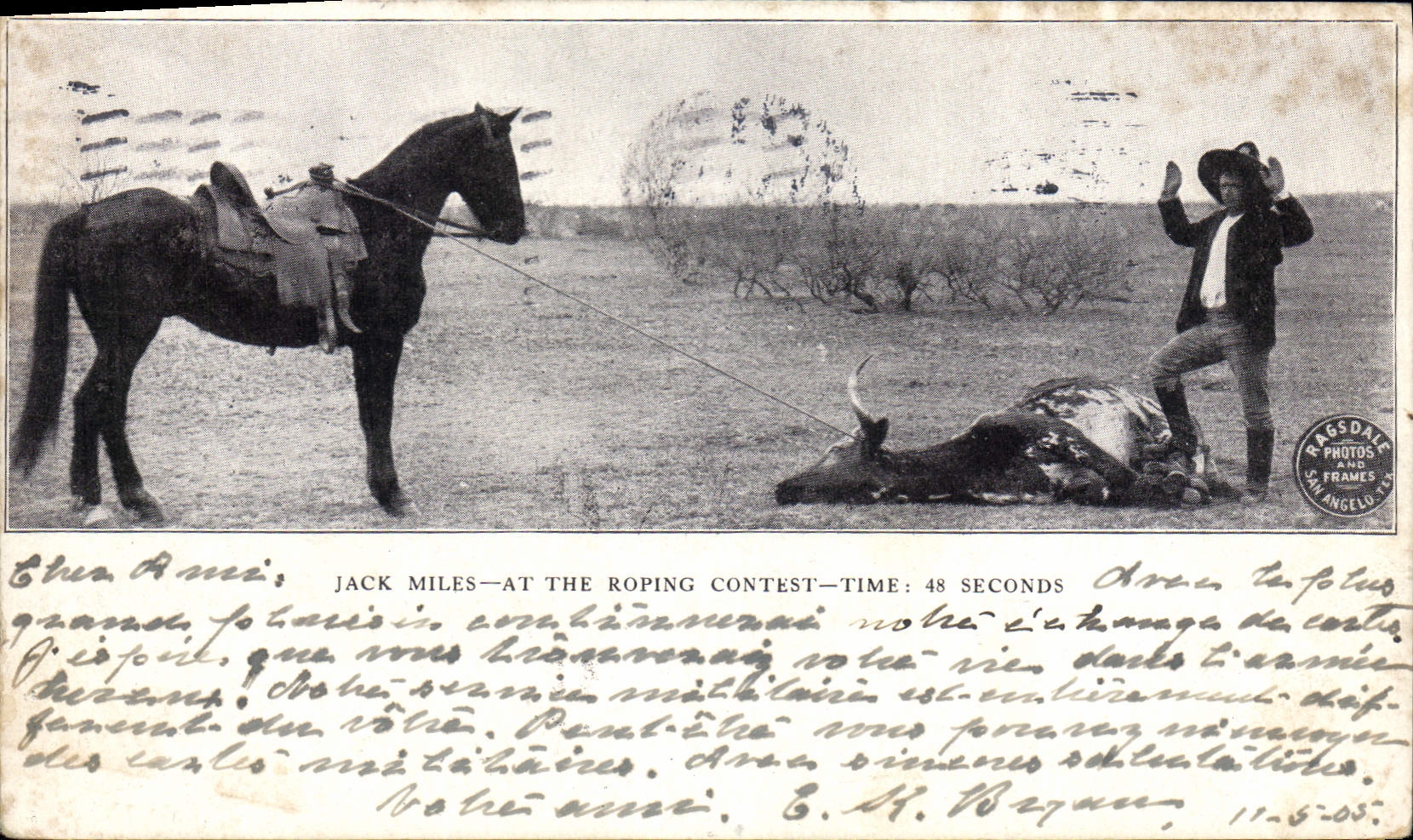 CPA Far West Cow Boy Indiens Jack Miles At the roping contest Cheval