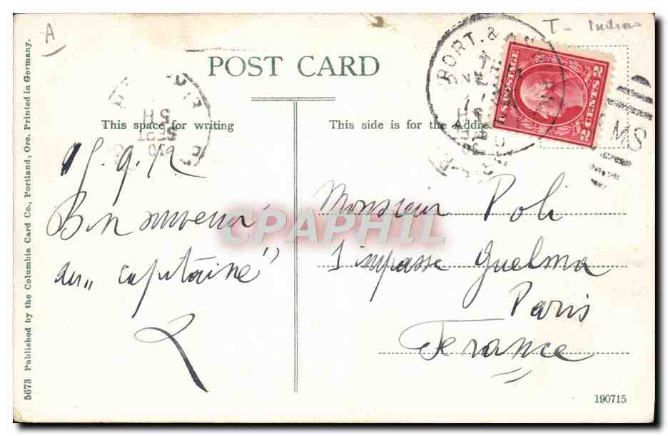 CPA Far West Cow Boy Indiens Indian Camp on the Columbia river — Rückseite