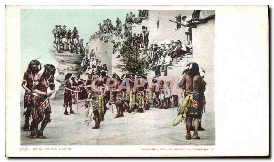 CPA Far West Cow Boy Indiens Moki snake dance Serpent