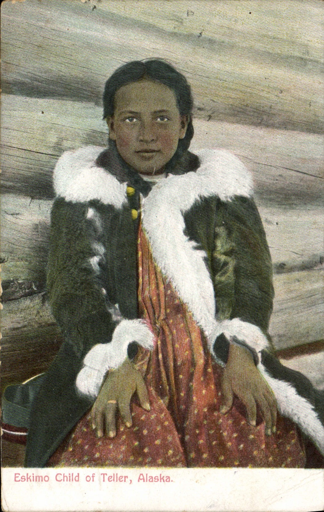 Enfant inuit de Teller, Alaska — Photo par E. H. Nowell — N° 90-501, éditeur Portland Post Card Co.