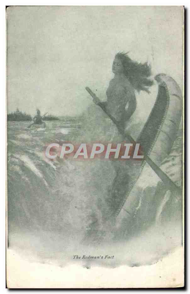 CPA Far West Cow Boy Indiens The Redman's fact Canoe 