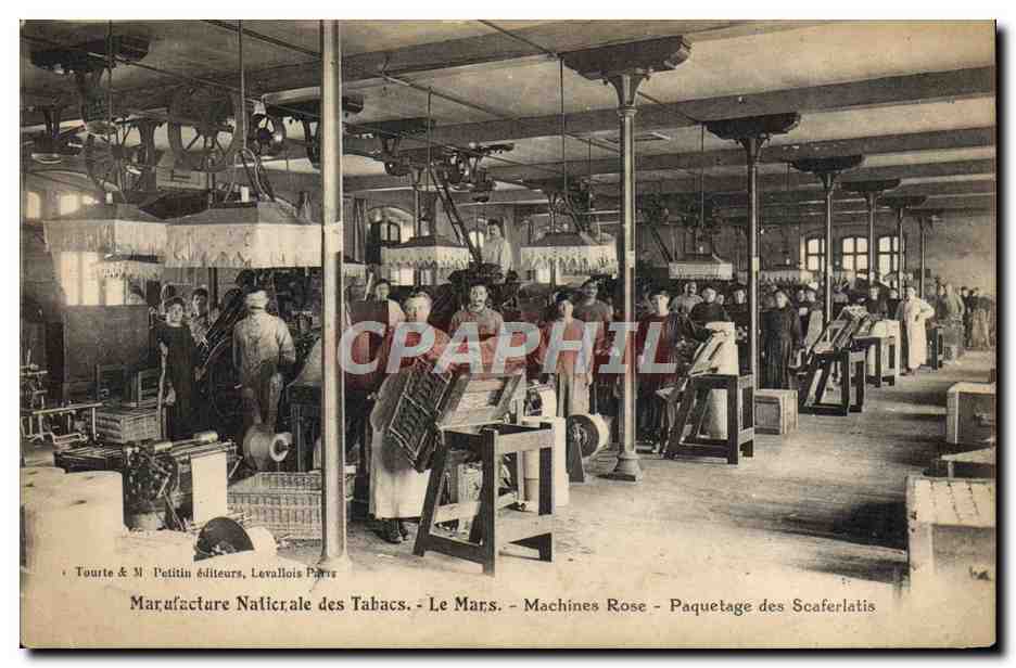 CPA Tabac Manufacture nationale des tabacs Le Mans Machines Rose Paquetage des Scaferlatis