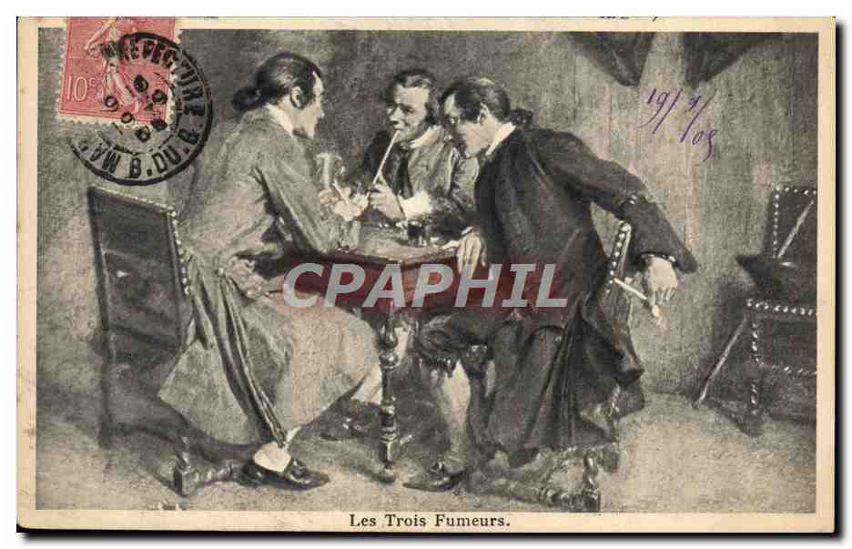 CPA Foklore Tabac Les trois fumeurs