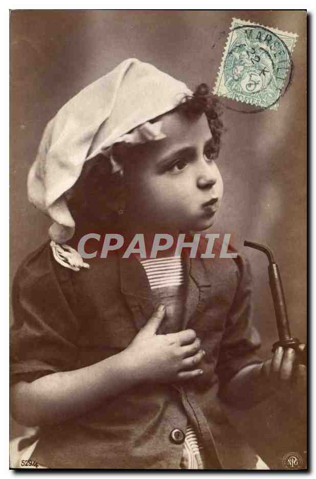CPA Foklore Tabac Enfant Marin Pipe