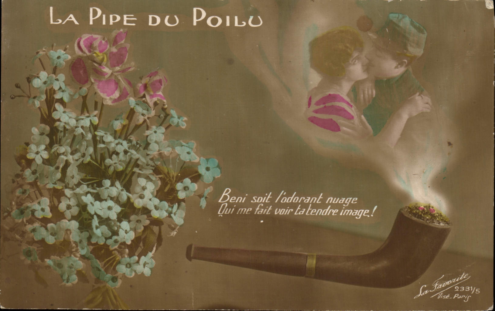 CPA Foklore Tabac La pipe du poilu Militaria 