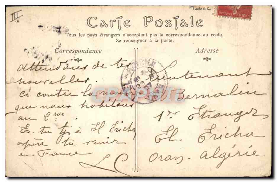 CPA Foklore Tabac Langres L'entrepot des tabacs  — Verso
