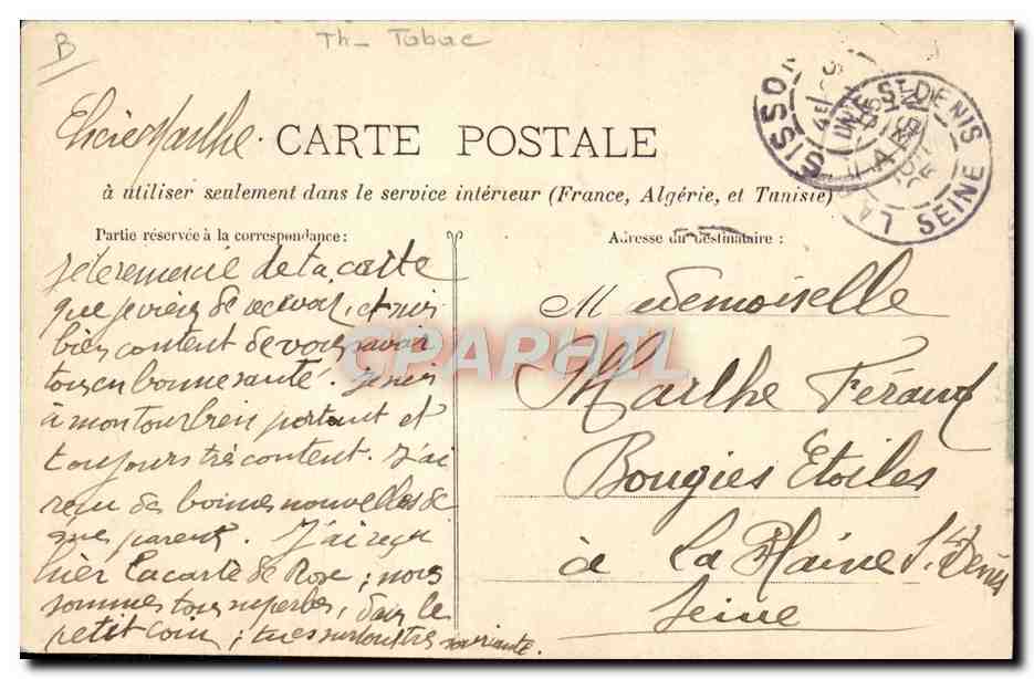 CPA Foklore Tabac Camp de Sissonne Distribution des tabacs Militaria  — Verso