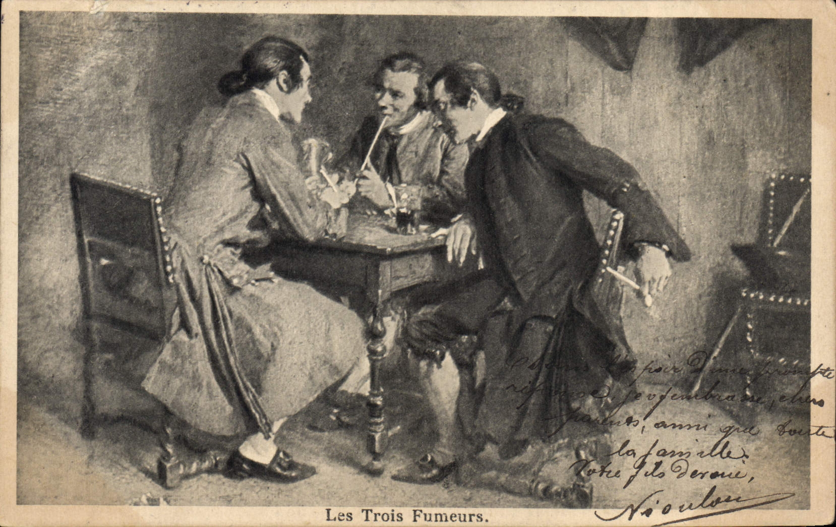 CPA Foklore Tabac Les trois fumeurs 