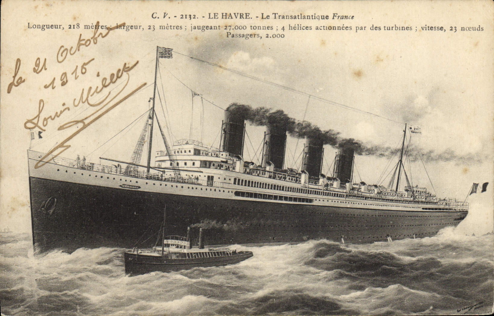 CPA Bateau Paquebot le Havre Le Transatlantique France 
