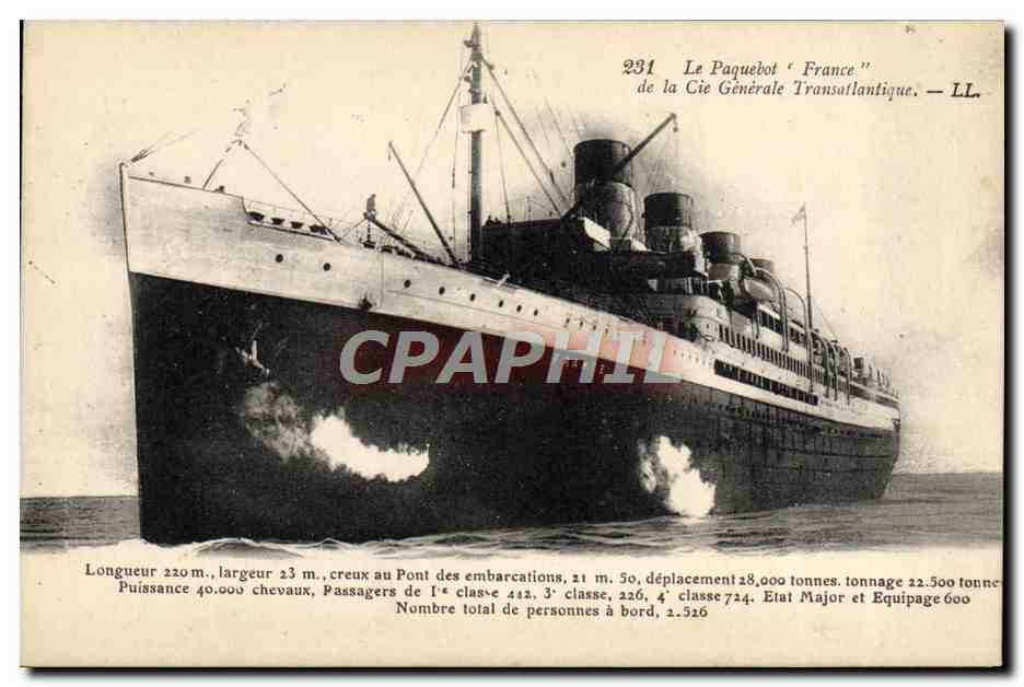 Le Paquebot 'France' — Cie Générale Transatlantique — LL. n°231