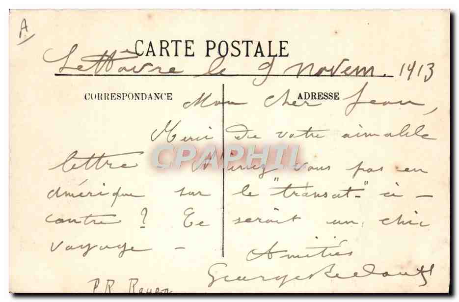 Le Transatlantique "France" dans le Port de Le Havre — n°244 — Verso