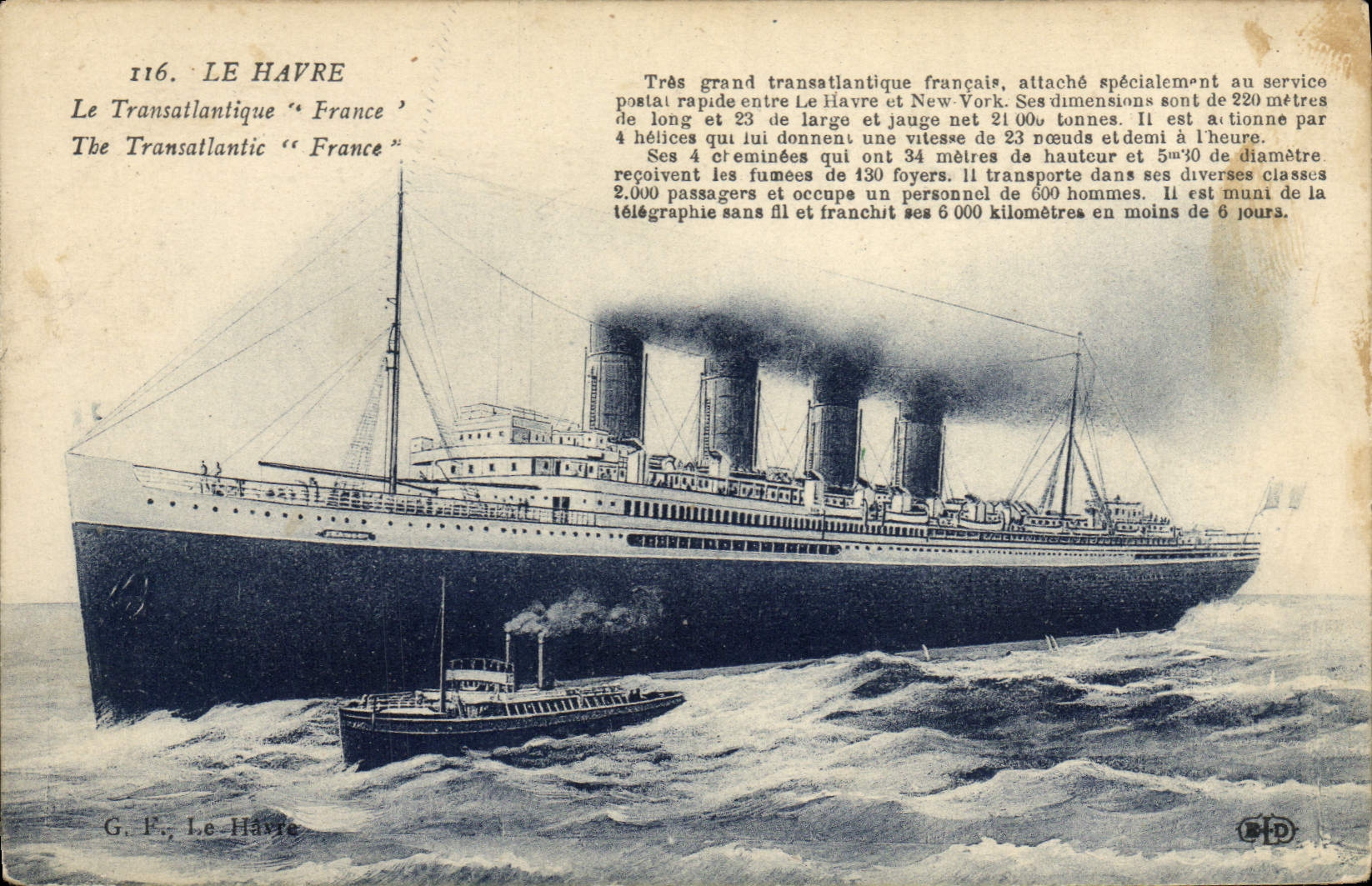 CPA Bateau Paquebot France Transatlantique Le Havre 