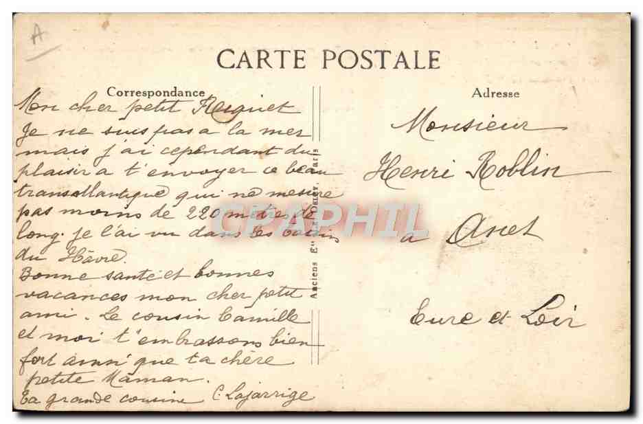 CPA Bateau Paquebot France Transatlantique Le Havre  — Verso