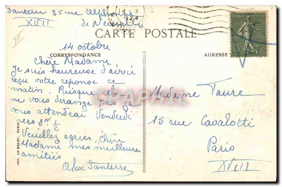 Le Havre — Le Transatlantique "France" — IMP. LE DELEY, PARIS — Verso