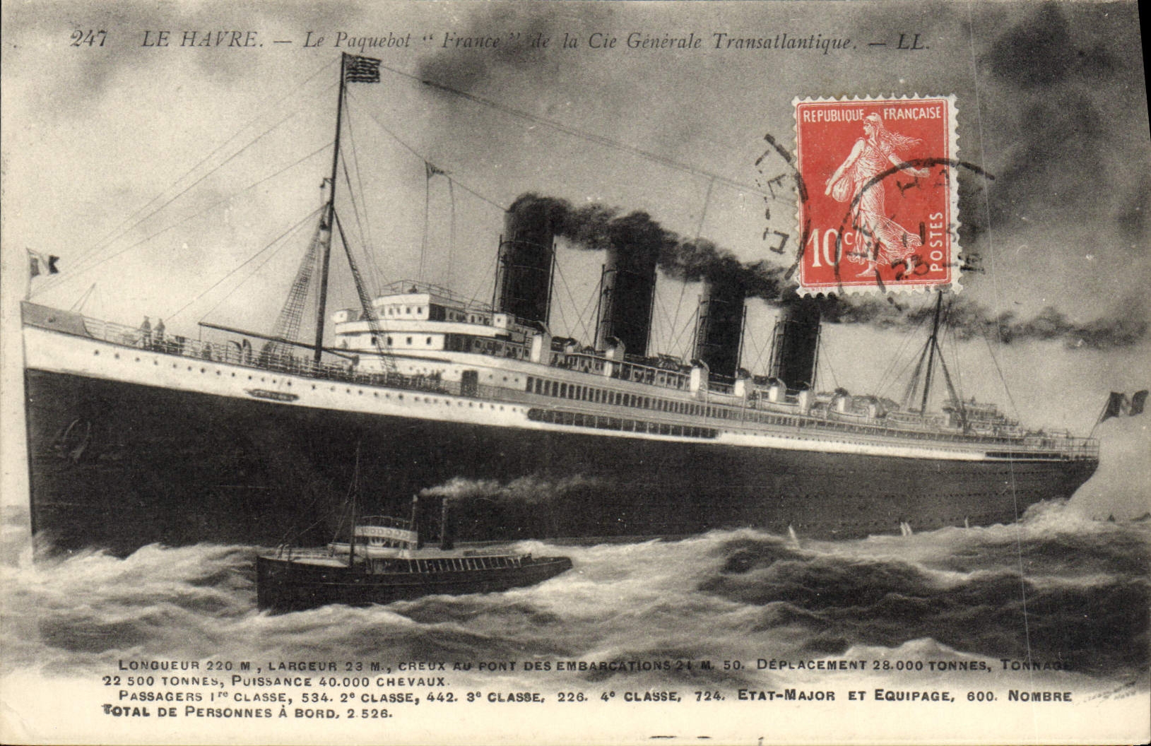 Le Havre — Le Paquebot "France" de la Cie Générale Transatlantique — LL