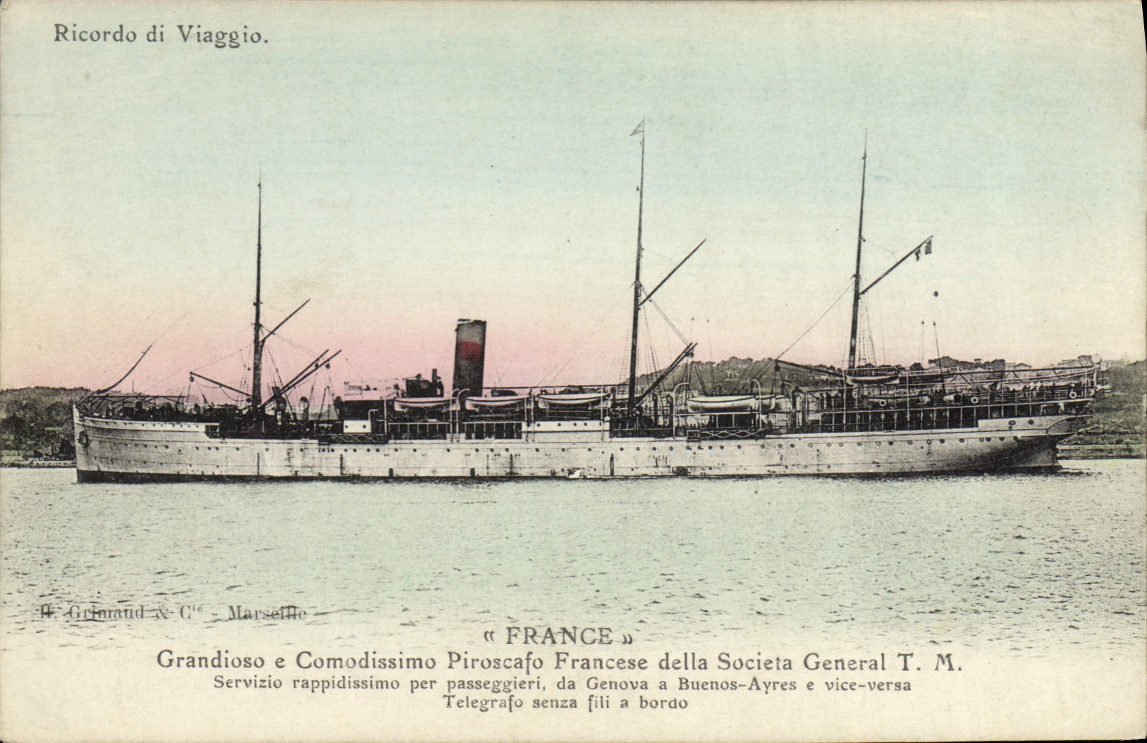 Le paquebot « France » — Société Générale T.M. — H. Grinard & Cie, Marseille
