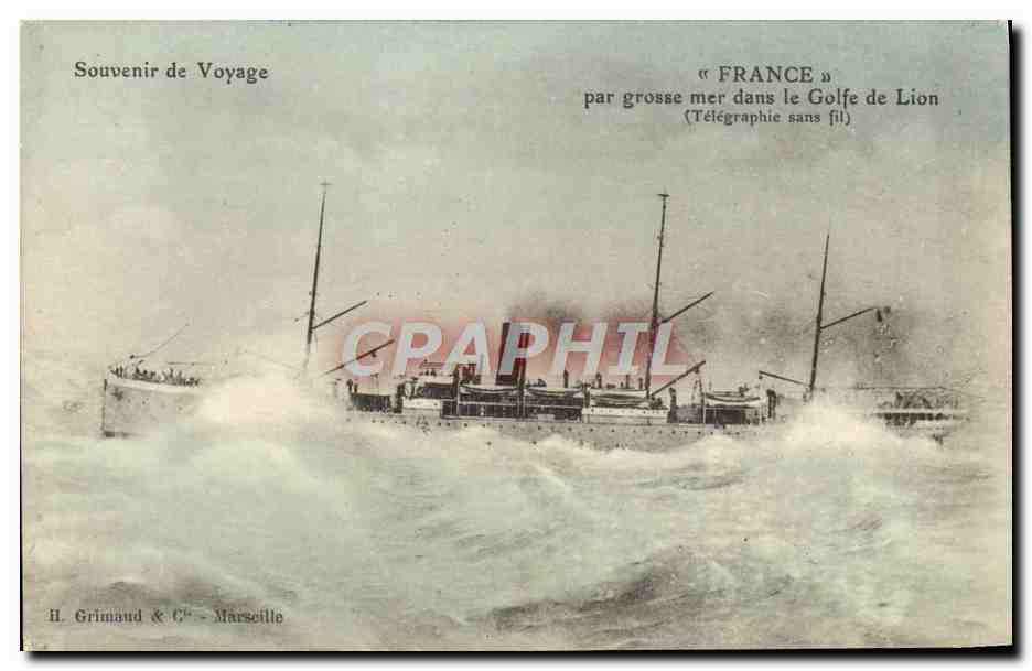 Croiseur « FRANCE » — en mer dans le Golfe de Lion — H. Grimaud & Cie - Marseille