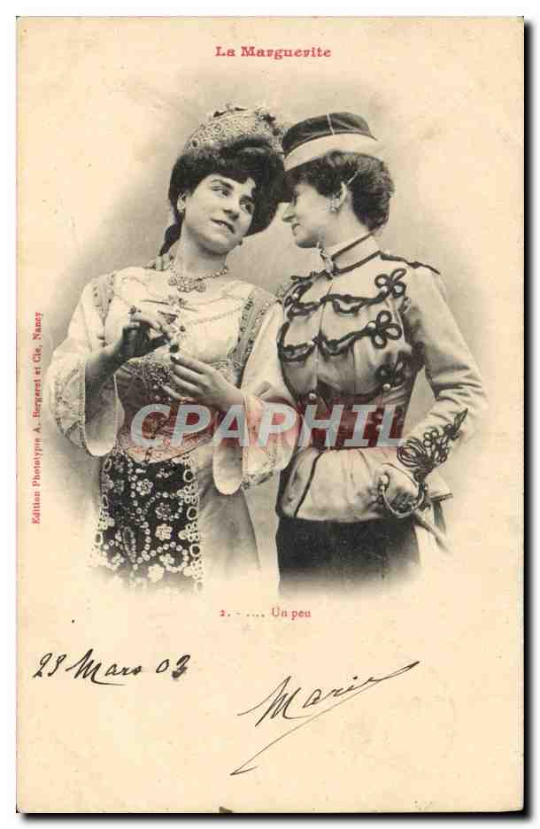 Deux femmes en tenue élégante — La Marguerite — Édition Phototypie A. Bergeret et Cie, Nancy