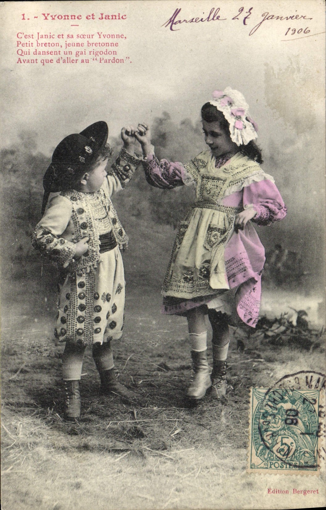 CPA Fantaisie Enfants Yvonne et Janic