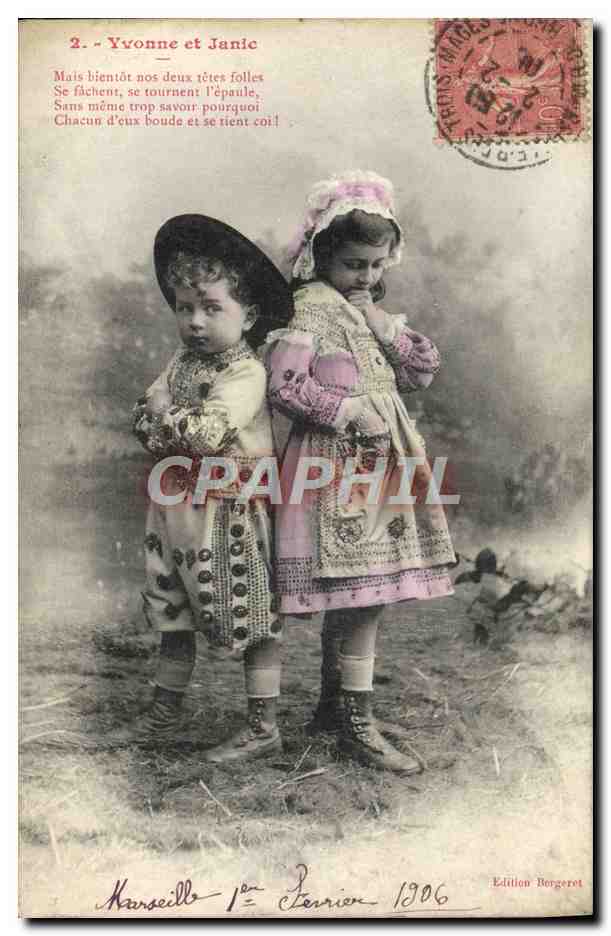 CPA Fantaisie Enfants Yvonne et Janic