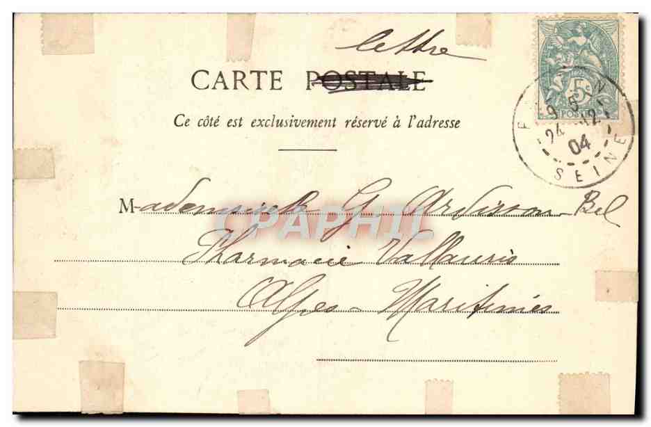 Petite-fille et grand'mère — scène avec roue à filer — Gé L. Paris — Verso