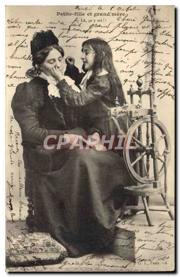 CPA Fantaisie Femme Petite fille et grand mere Enfant