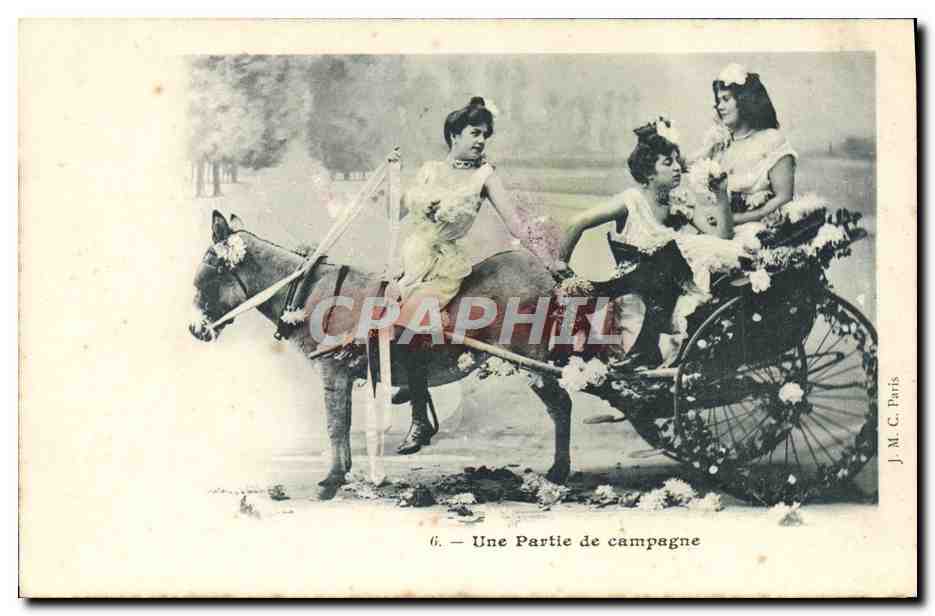 Cartolina d'epoca Cartolina d'epoca Fantasia Donne Asino Mula