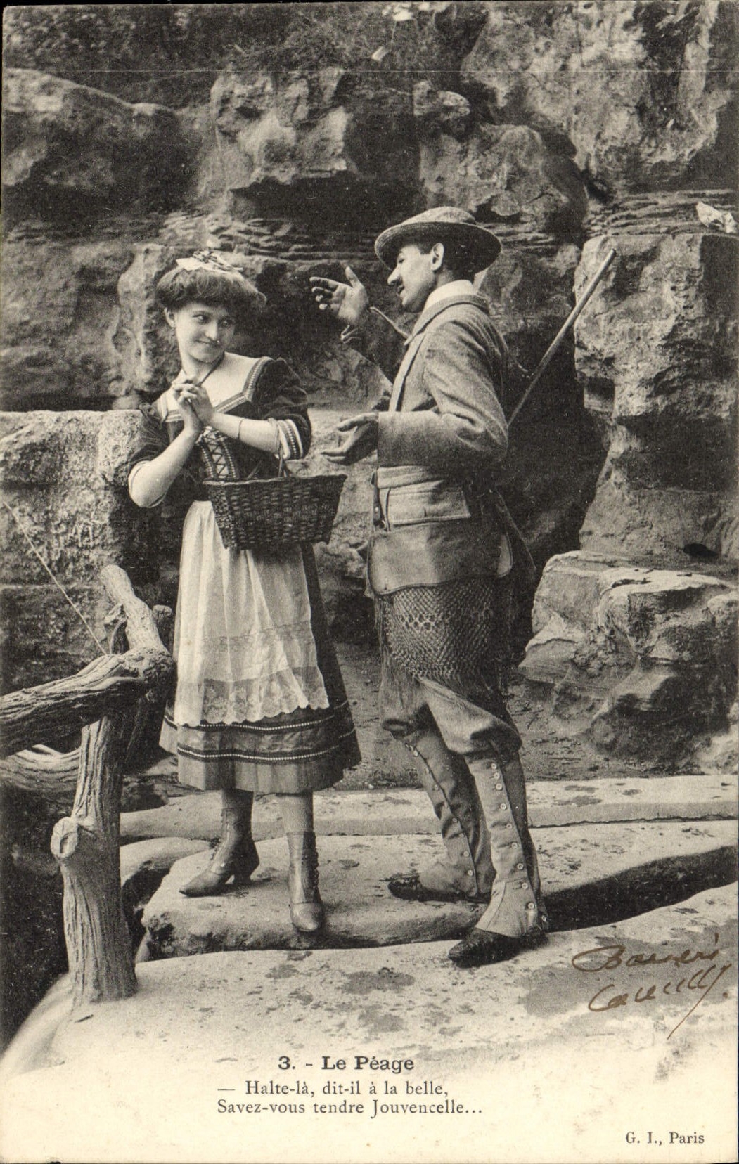 CPA Fantaisie Femme Le peage Chasseur Chasse