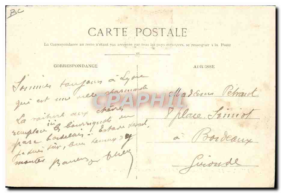 LYON — Place Bellecour — La Voiture aux Chèvres — E. R. — Verso