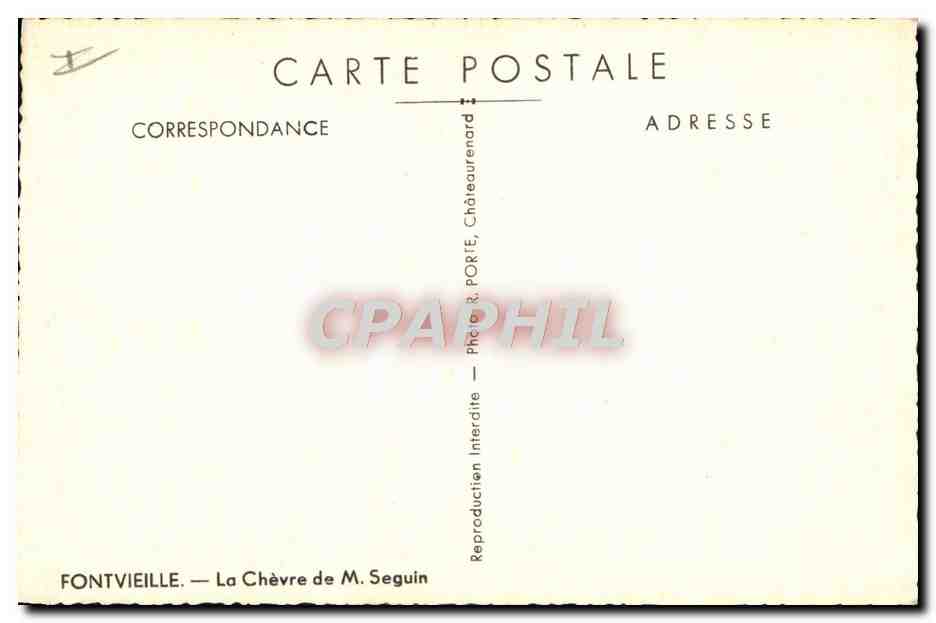 CPA Chevre Fontvieille La chevre de M Seguin  — Rückseite
