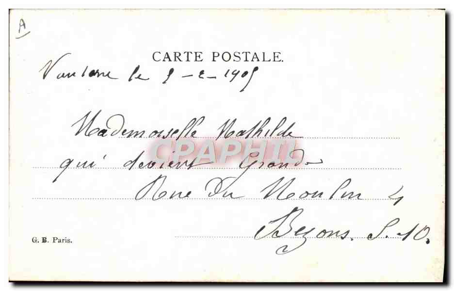 Enfants avec une chèvre — TH. BAUER, Wien, Vienne — n° de série non visible — Verso
