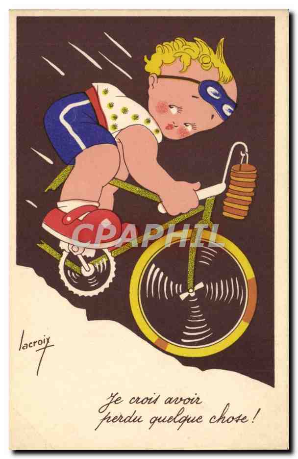 CPA Fantaisie Illustrateur Lacroix Enfant Velo Cycle 