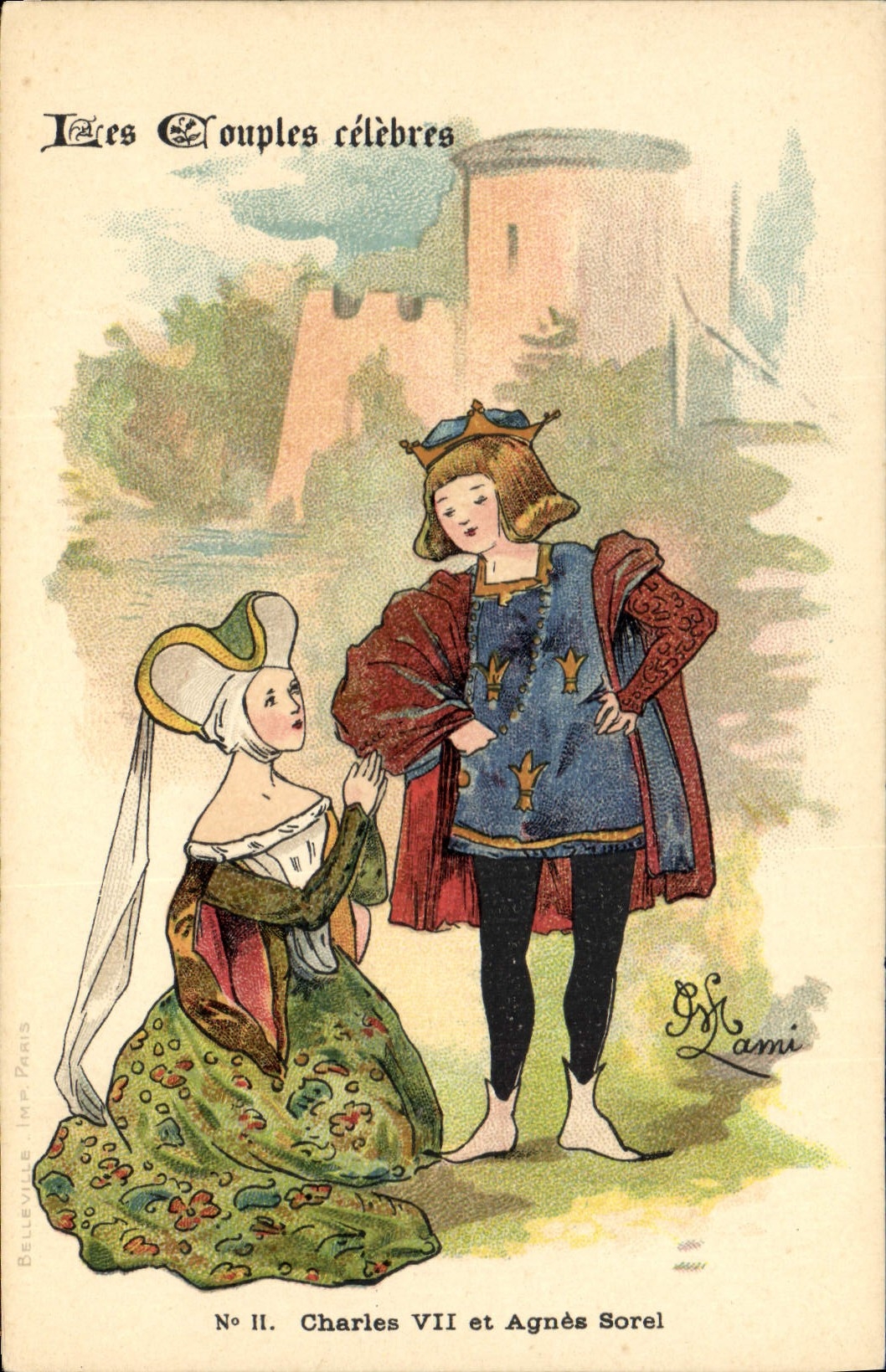 Charles VII et Agnès Sorel — Les Couples célèbres — Bellevue, Imp. Paris, n° II