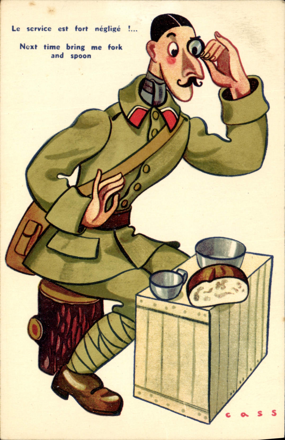 CPA Fantaisie Militaria Le service est fort neglige