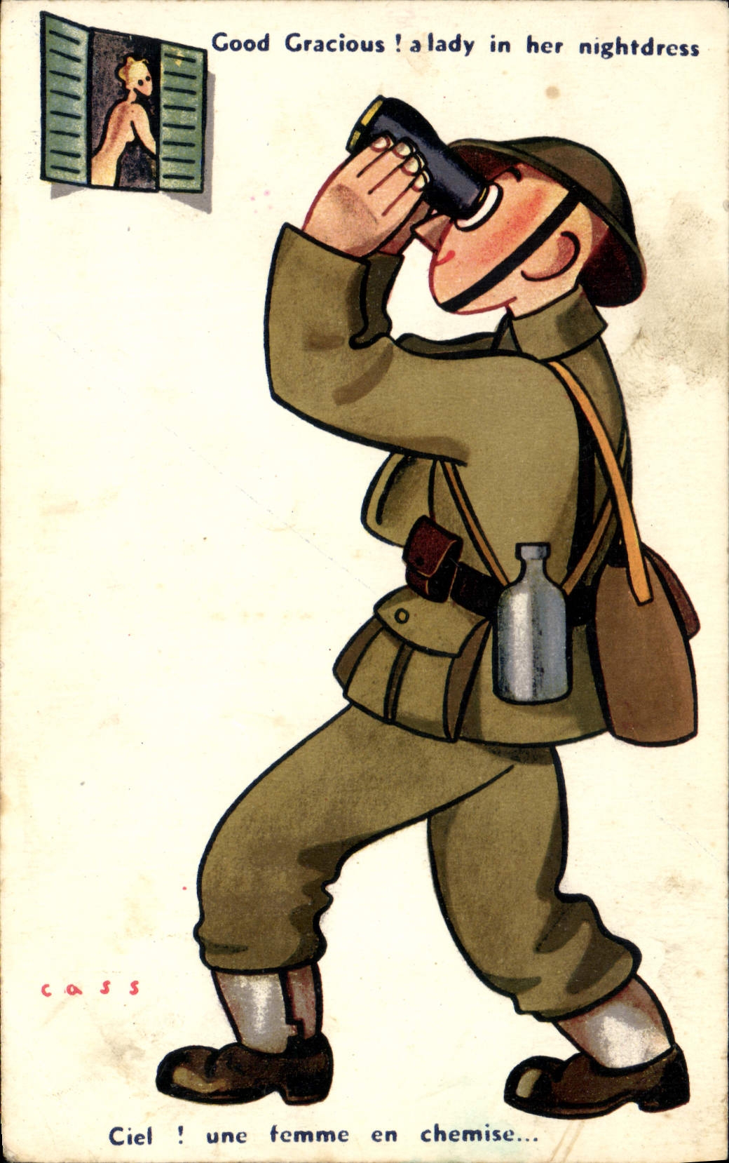 CPA Fantaisie Militaria Ciel Une femme en chemise