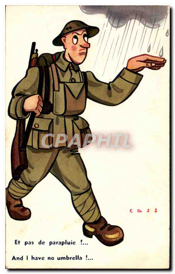 CPA Fantaisie Militaria Cass Et pas de parapluie
