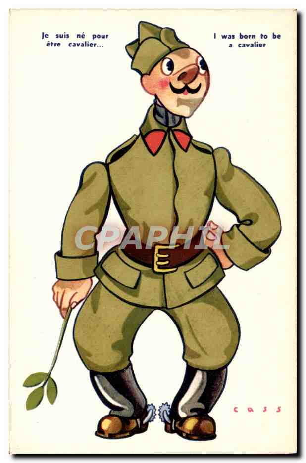 CPA Fantaisie Militaria Cass Je suis ne pour etre cavalier 