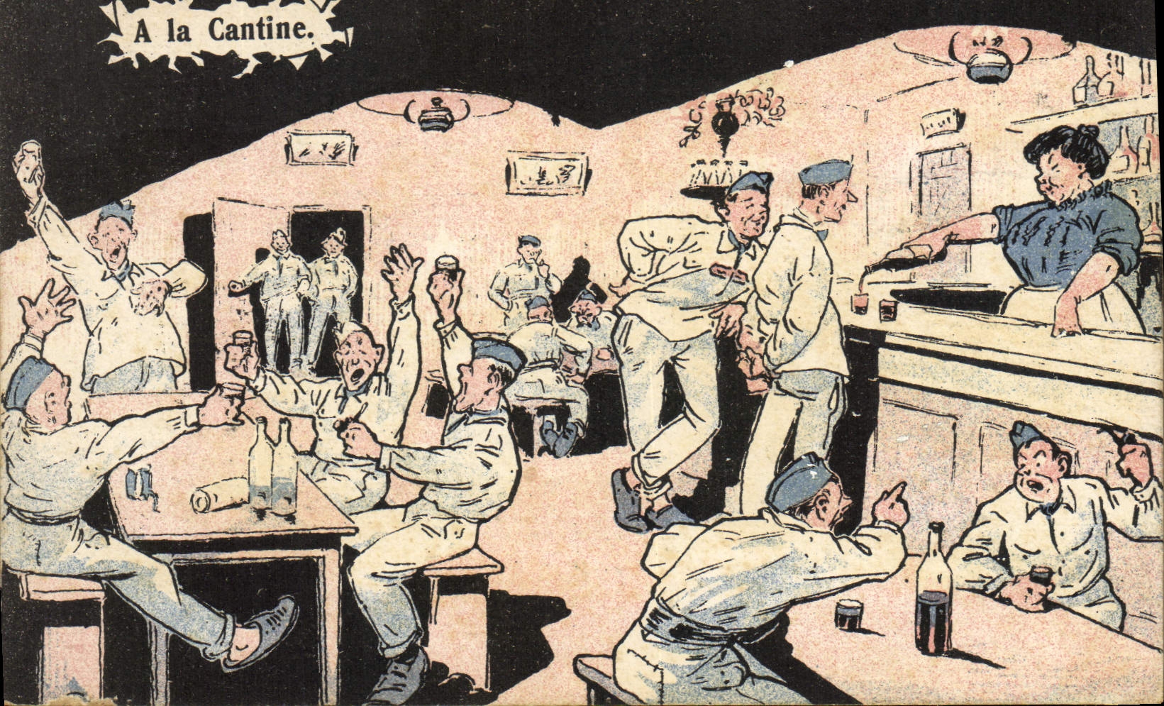Cantine — Scène de soldats en récréation — E. B. PAULIS