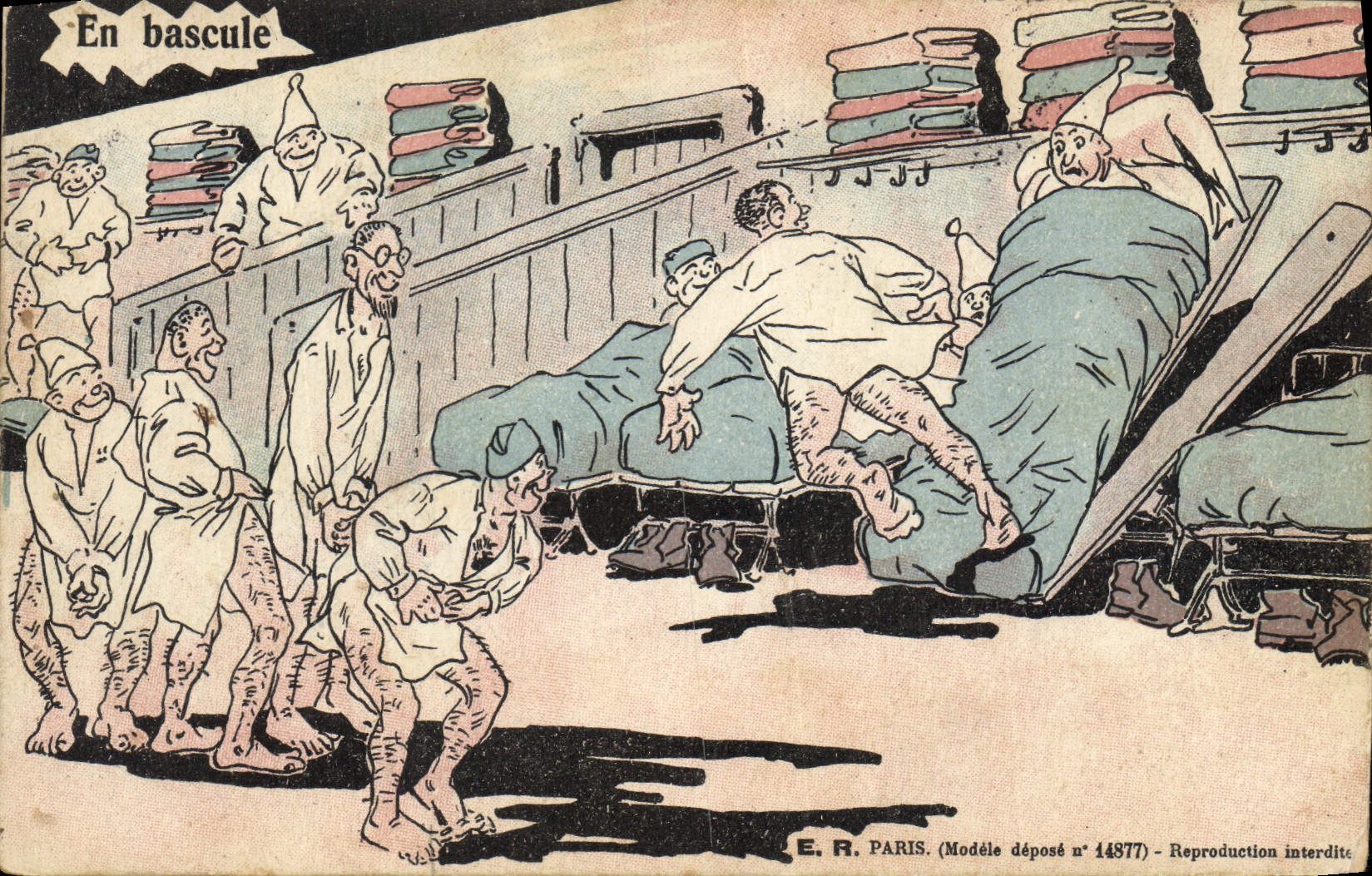 En bascule — scène de carnaval — E.R. PARIS (Modèle déposé n° 14877)