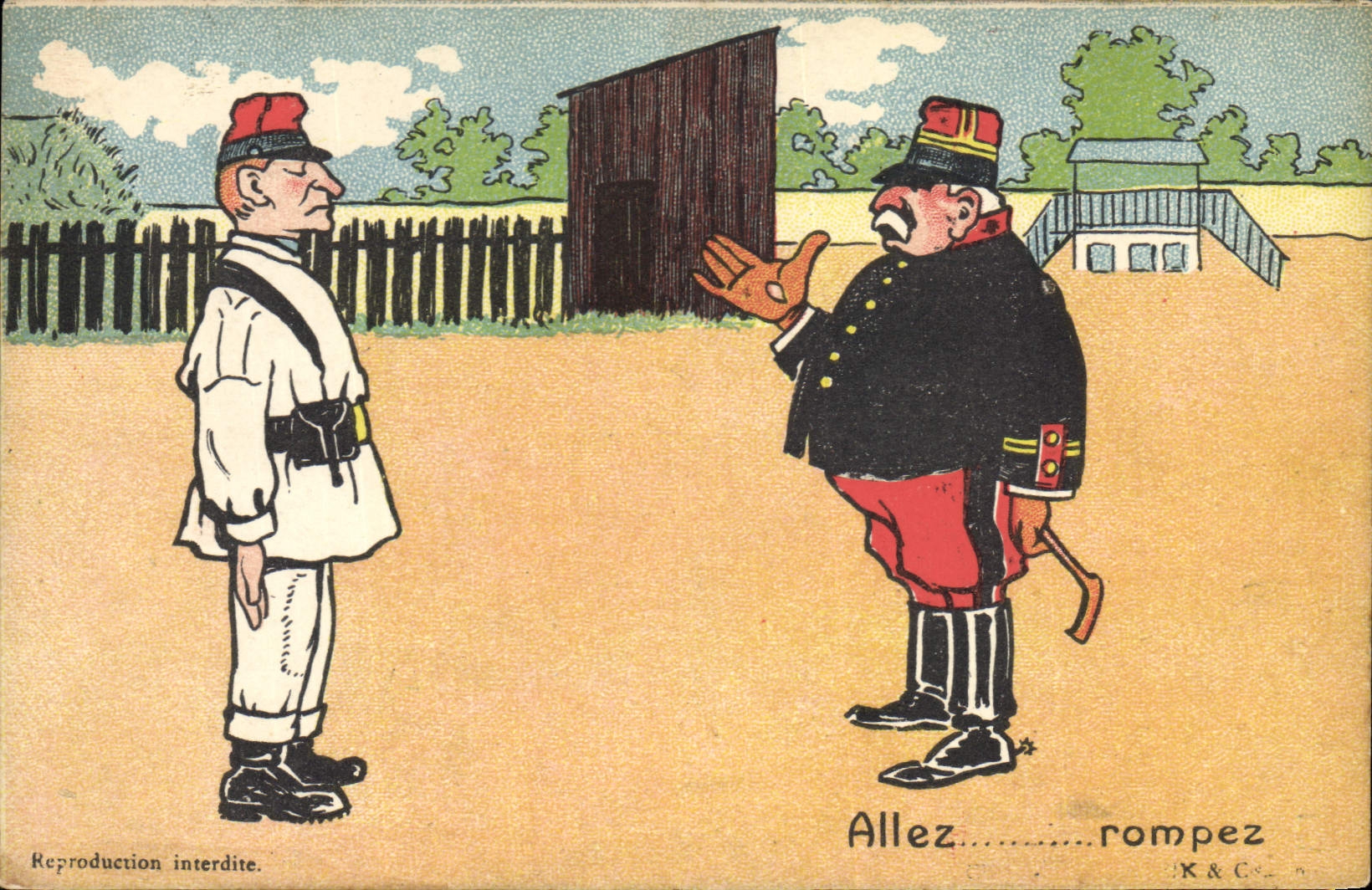 Soldat et officier — scène humoristique — K & C. n° 2
