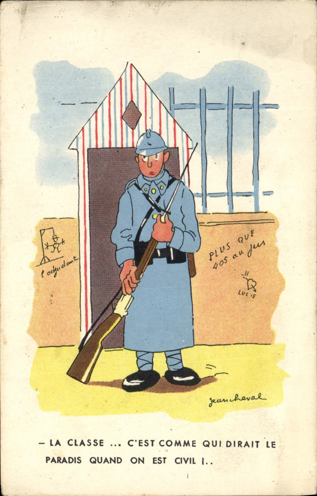 Soldat en uniforme — caricature sur la vie militaire — Jean Chaval
