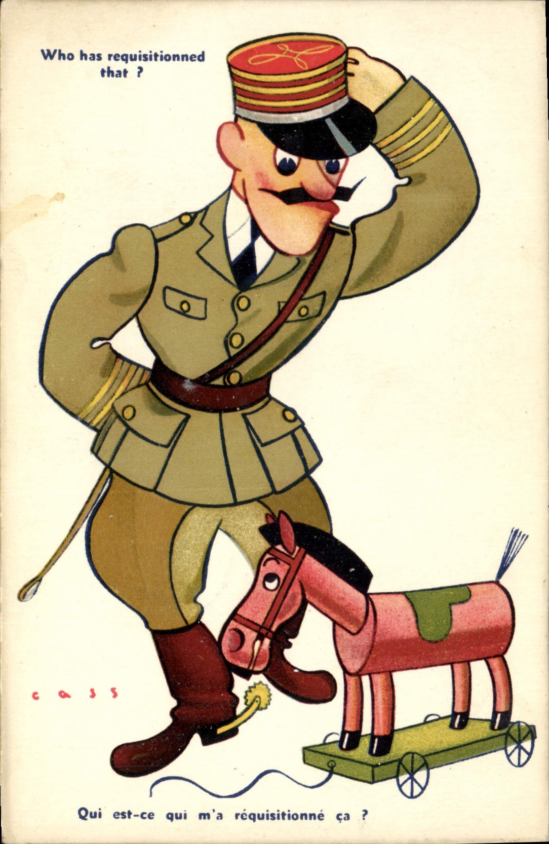 CPA Fantaisie Militaria Cass Cheval