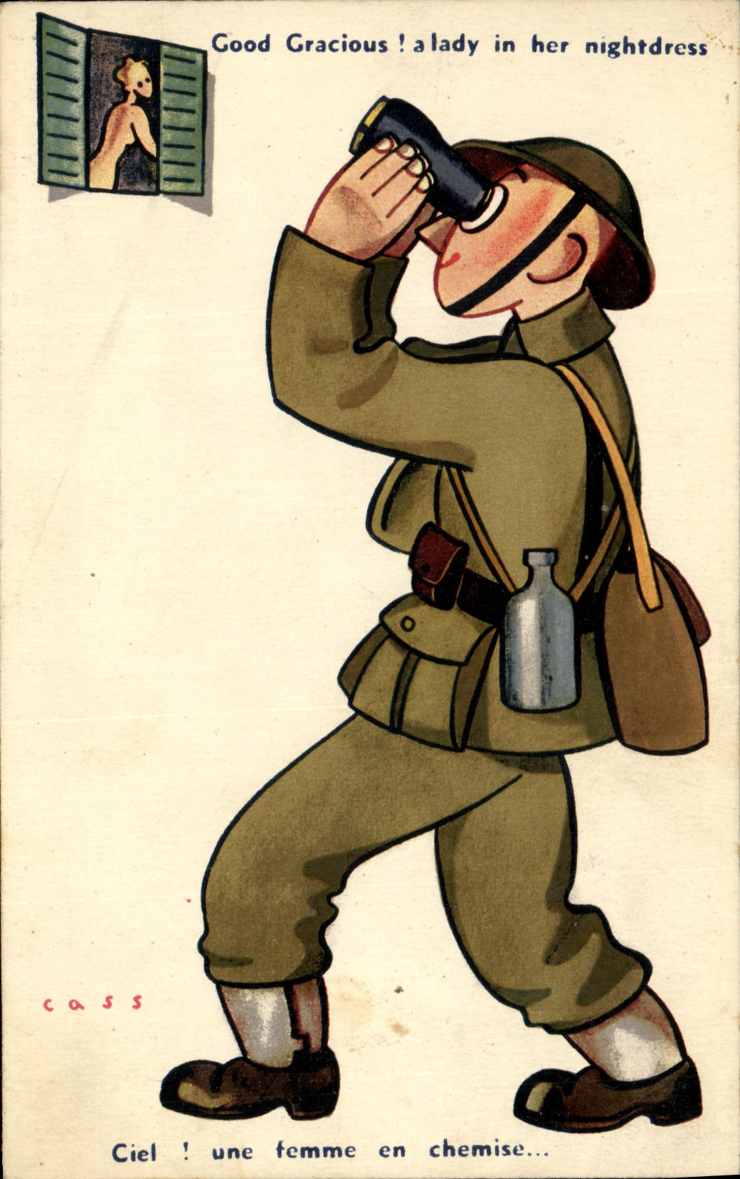 CPA Fantaisie Militaria Cass C'est une femme en chemise