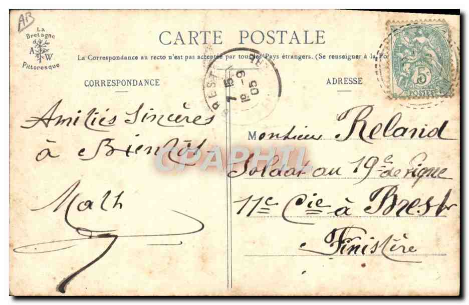 CPA Folklore Bretagne Laitiere de Pontivy  — Verso