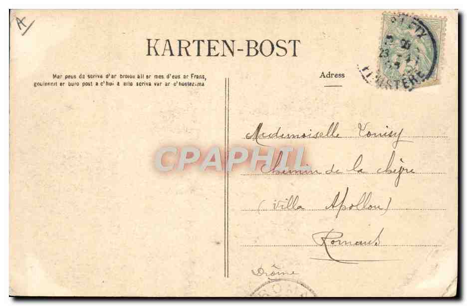 CPA Folklore Un gars du Leon Finistere  — Verso