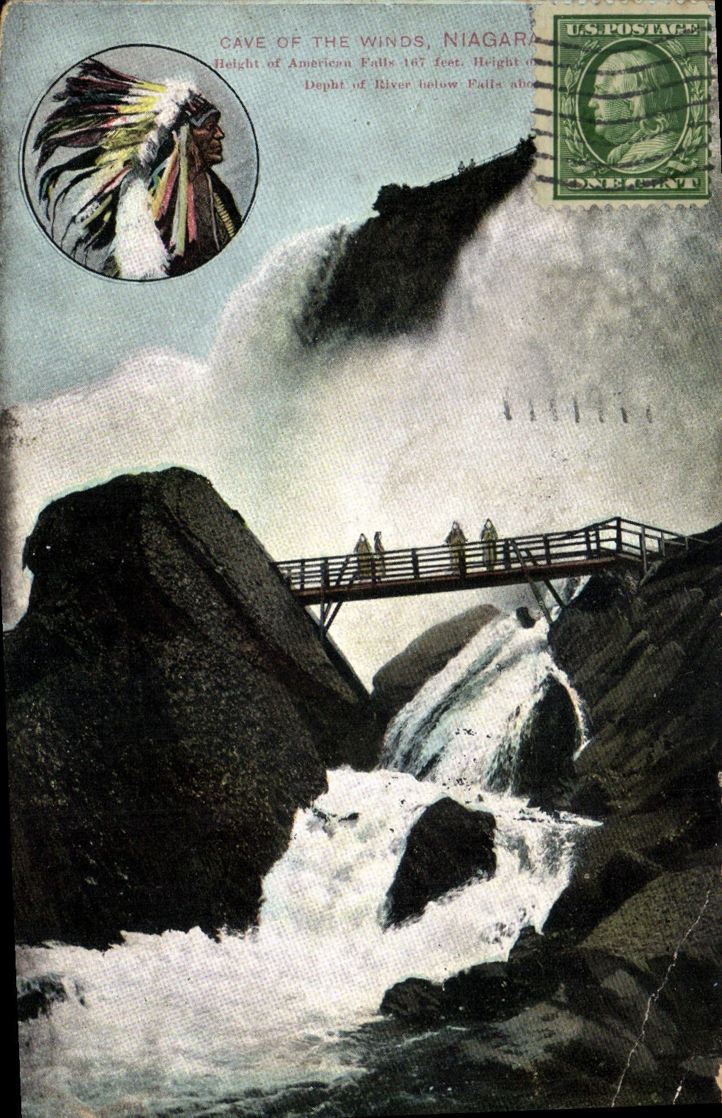 CPA Far West Cow Boy Cave of the Winds Niagara Falls Indiens
