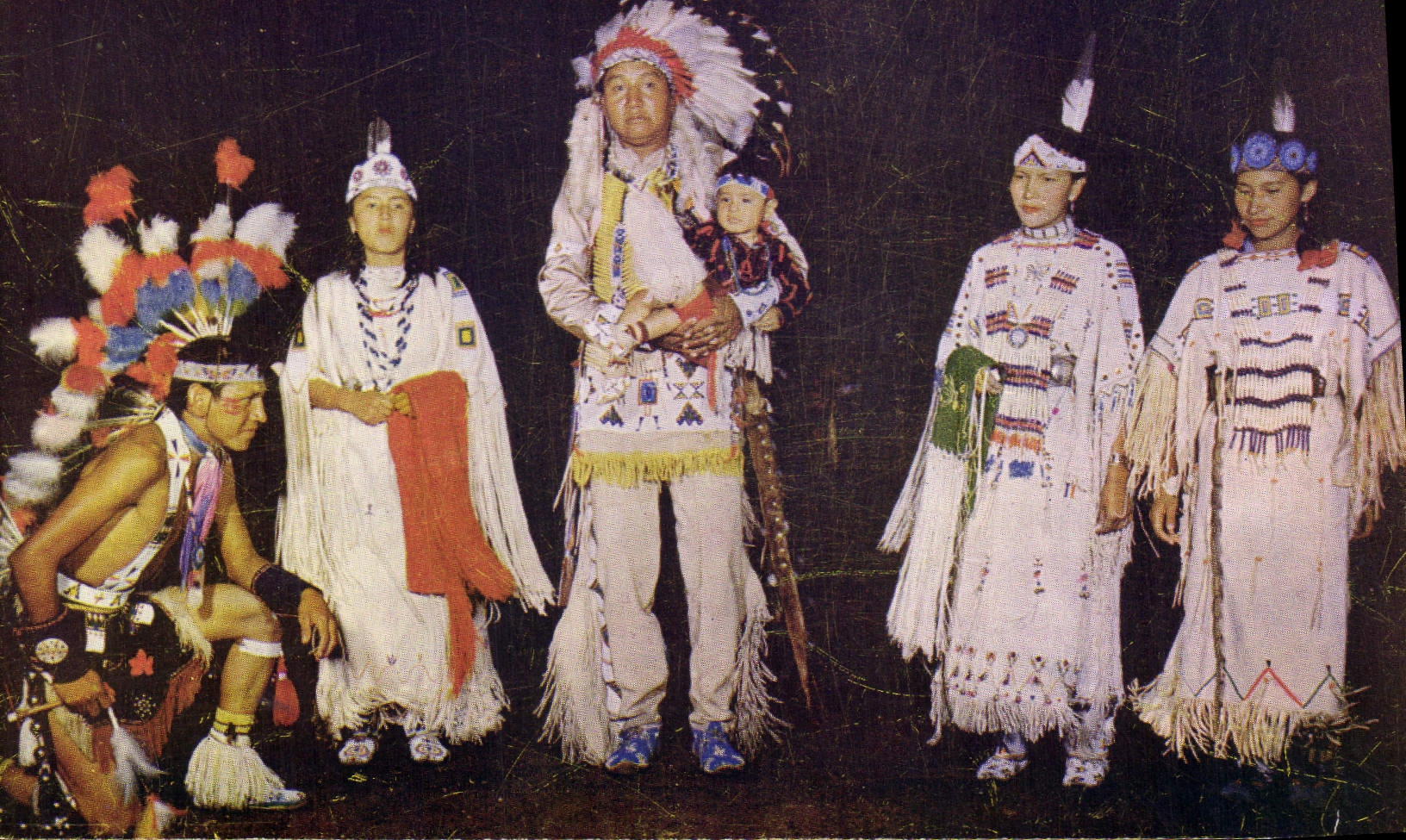CPA Far West Cow Boy Indian princess and brave of the cheyenne Indian Tribe 