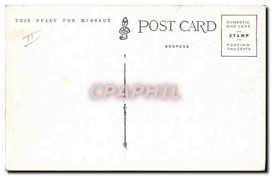 CPA Far West Cow Boy Squaw rapids Cut bank Canyon Glacier National Park Montana Indiens — Verso